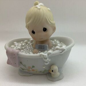 Precious Moments Figurine HE CLEANED MY SOUL 306940 Child Bath Bible 1997 No Box